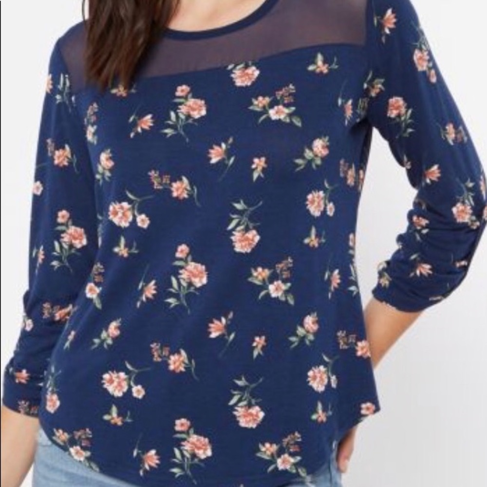 Navy blue floral blouse